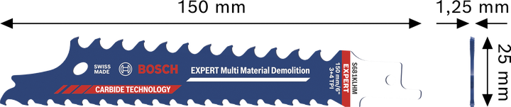 Bosch EXPERT 多材料拆除 S681KLHM 刀片，150 毫米。.